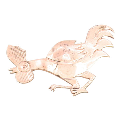 MEXICO 925 Sterling Silver  Vintage Copper Tone Rooster Brooch Pin  BP3142