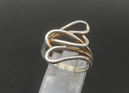 925 Sterling Silver  Vintage Shiny Love Hearts Bypass Ring Sz 8.5  RG22379