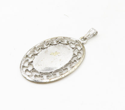 BEAU 925 Sterling Silver  Vintage Shiny Etched Rose Flower Pendant  PT13339