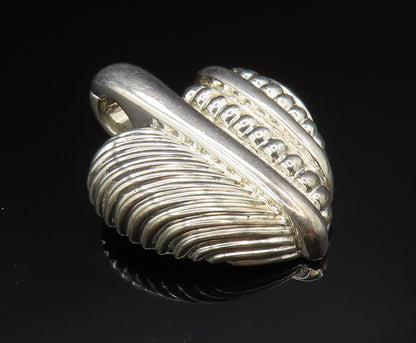 JUDITH RIPKA 925 Silver  Vintage Ribbed & Beaded Love Heart Pendant  PT20787