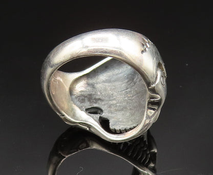 925 Sterling Silver  Vintage Skull Head Signet Biker Ring Sz 10  RG24840