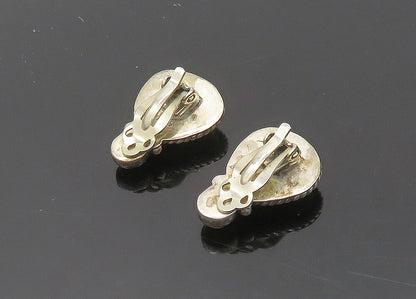 NAVAJO 925 Sterling Silver Vintage Cabochon Cut Quartz Drop Earrings EG9818