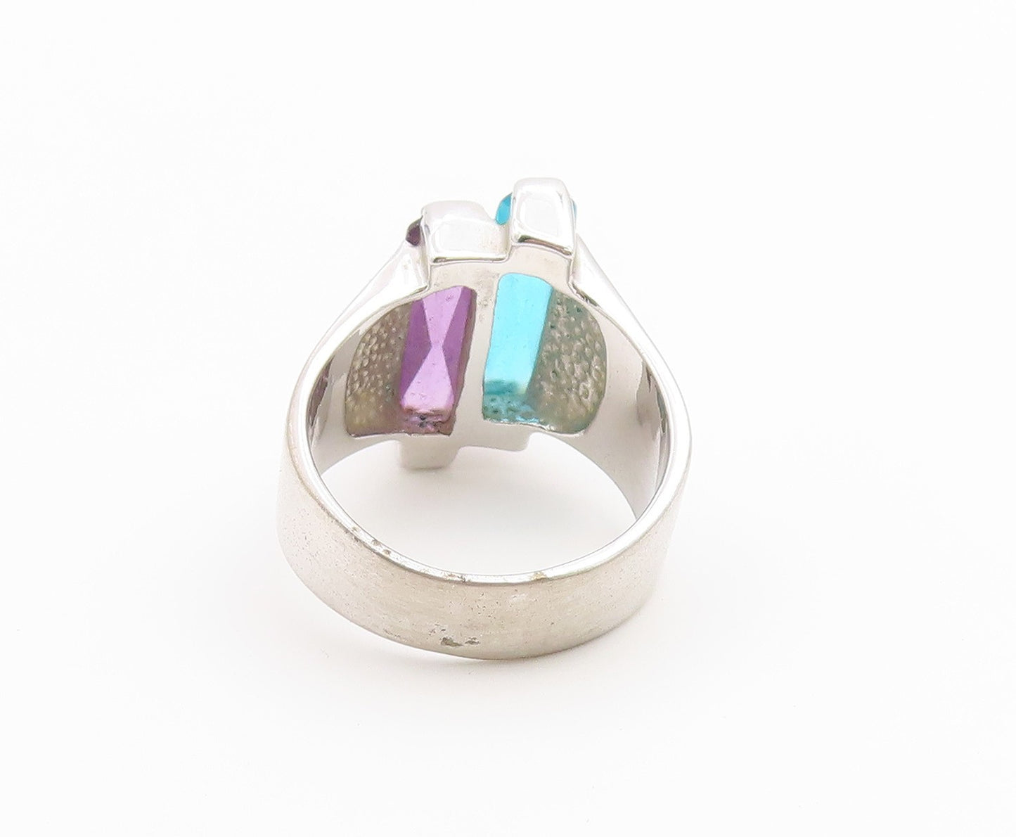 925 Sterling Silver Vintage Ring RS COVENANT Dual Gemstone Band  Sz 10  RG36734