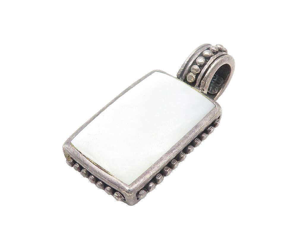 925 Sterling Silver  Vintage Mother Of Pearl Dark Tone Swirl Pendant  PT9157