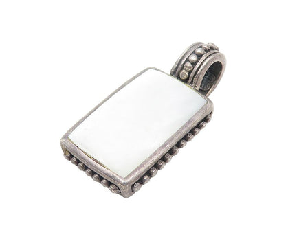 925 Sterling Silver  Vintage Mother Of Pearl Dark Tone Swirl Pendant  PT9157