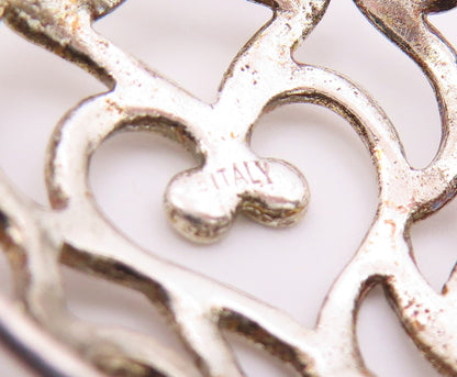 925 Sterling Silver  Vintage Swirl Cutout Love Heart Dome Pendant  PT19664