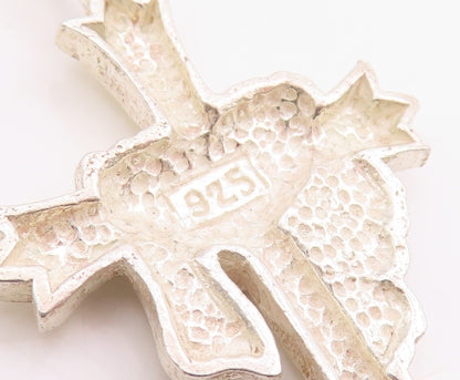 925 Sterling Silver Vintage Pendant Modernist Draped Religious Cross  PT26211
