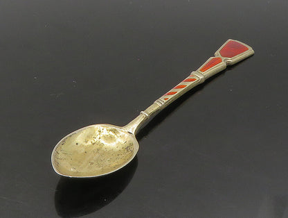 TS ENGLAND 925 Sterling Silver  Vintage Orange Enamel Souvenir Spoon  TR3254