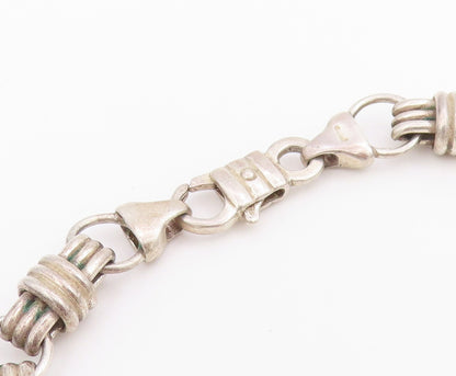 925 Sterling Silver Vintage Necklace Chunky Wrapped Barrel Link Chain  NE4720