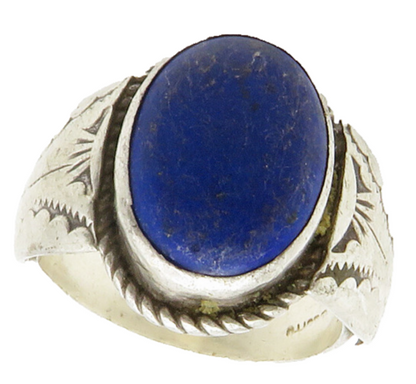 NAVAJO 925 Silver  Vintage Lapis Lazuli Twist Cocktail Ring Sz 11.5  RG14509