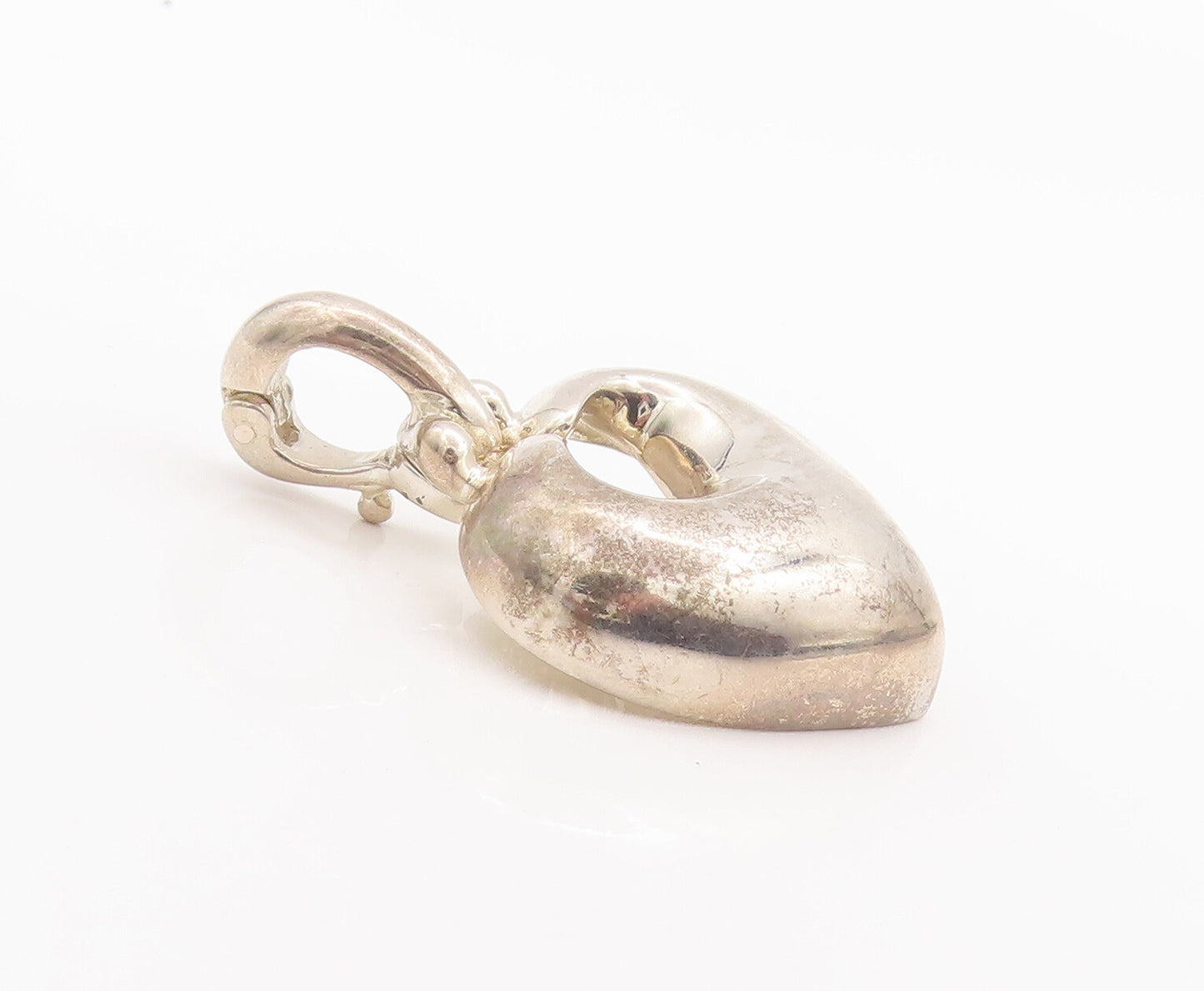 925 Sterling Silver Vintage Pendant ESPO SIG Solid Domed Love Heart  PT22720