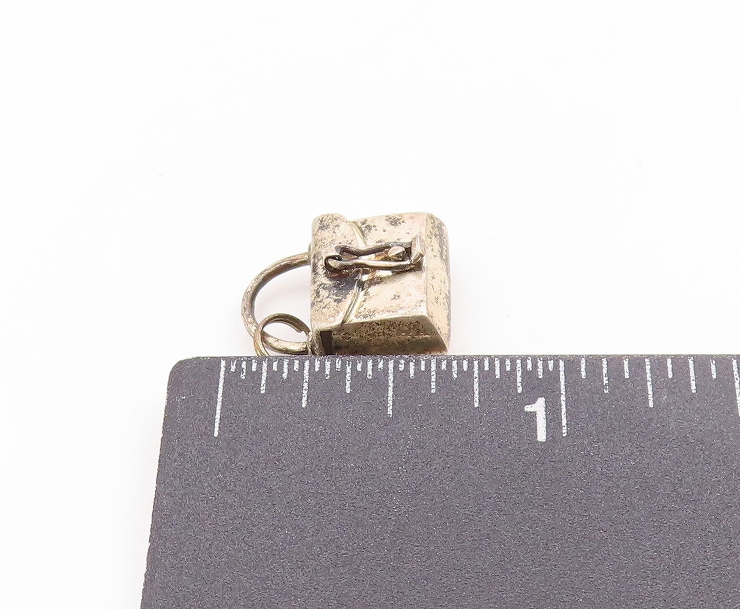925 Sterling Silver Vintage Pendant Miniature Retro Handbag Charm OPENS  PT25110