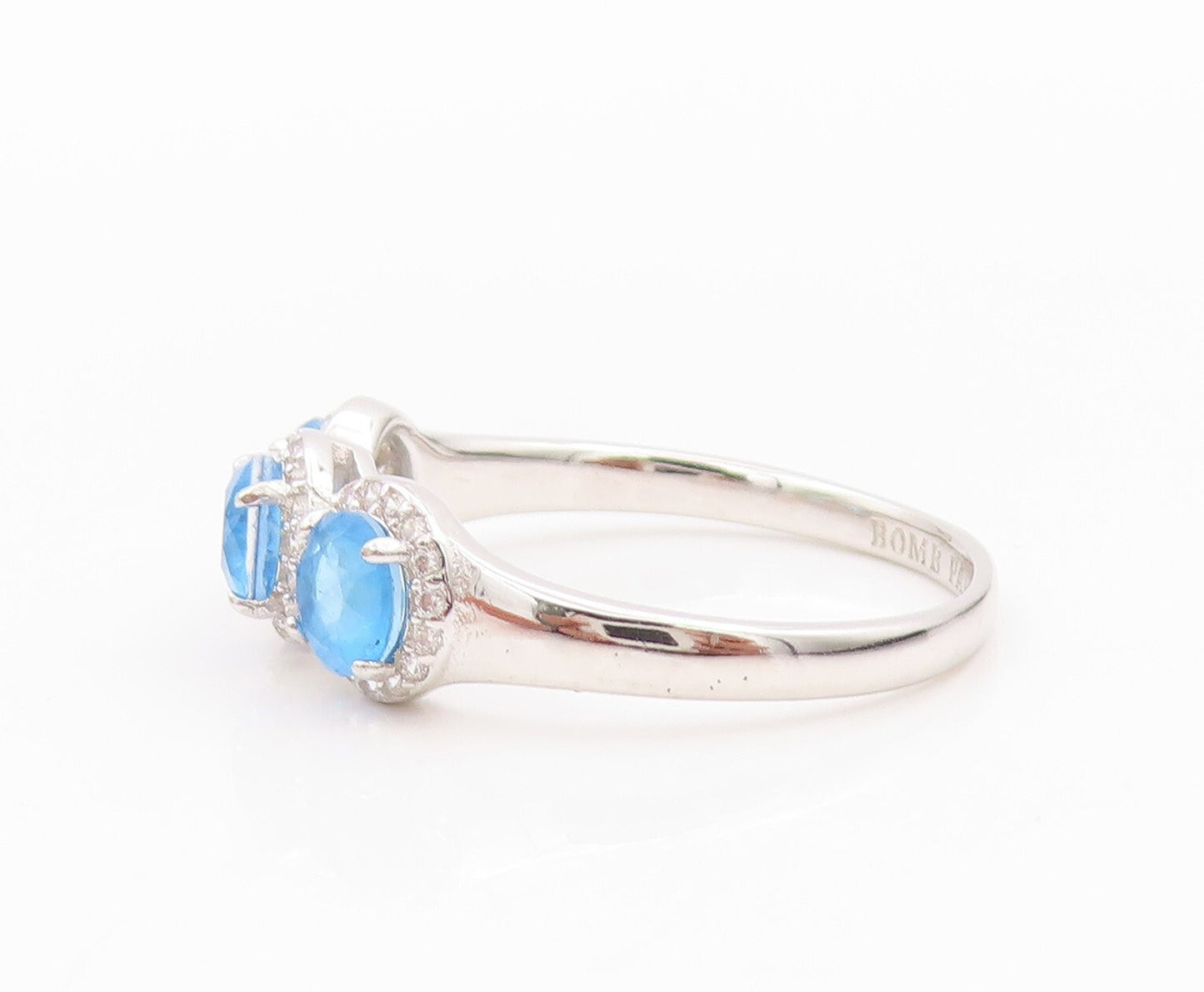 925 Sterling Silver Vintage Ring Round Blue Halo White Topaz   Sz 9.5  RG31785