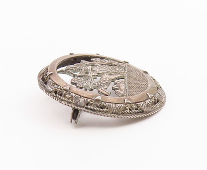 MIDDLE EAST 925 Sterling Silver  Vintage Horse & Carriage Brooch Pin  BP8426