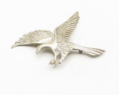 PERU 925 Sterling Silver  Vintage Flying Eagle Etched Detail Brooch Pin BP3761