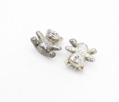 925 Sterling Silver  Vintage Hollow Etched Teddy Bear Drop Earrings  EG4128