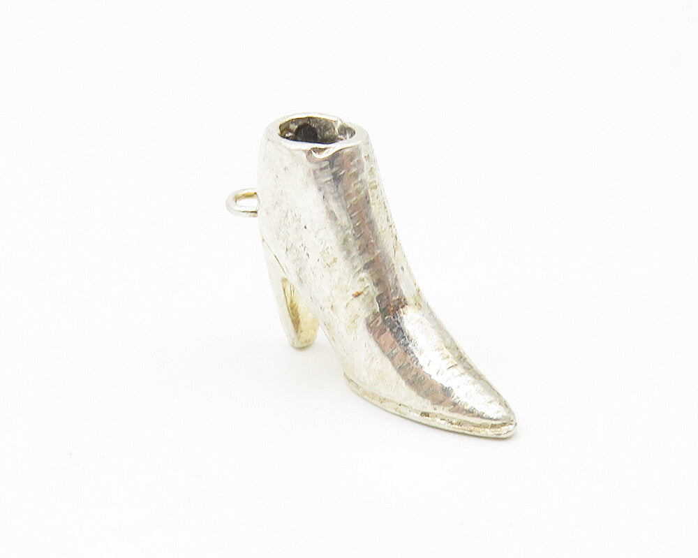 925 Sterling Silver  Vintage Petite High Heel Boot Shoe Motif Pendant  PT8756