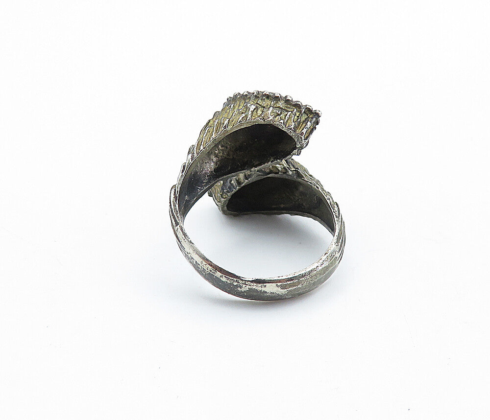925 Sterling Silver  Vintage Antique Sculpted Bypass Band Ring Sz 5.5  RG6604
