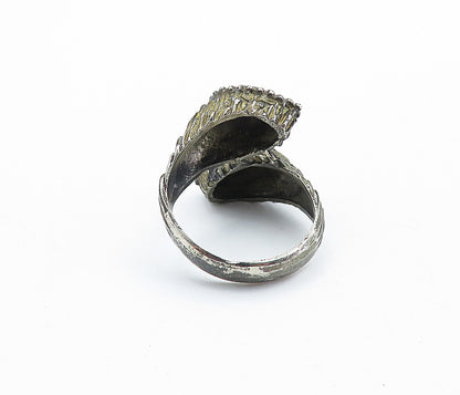 925 Sterling Silver  Vintage Antique Sculpted Bypass Band Ring Sz 5.5  RG6604