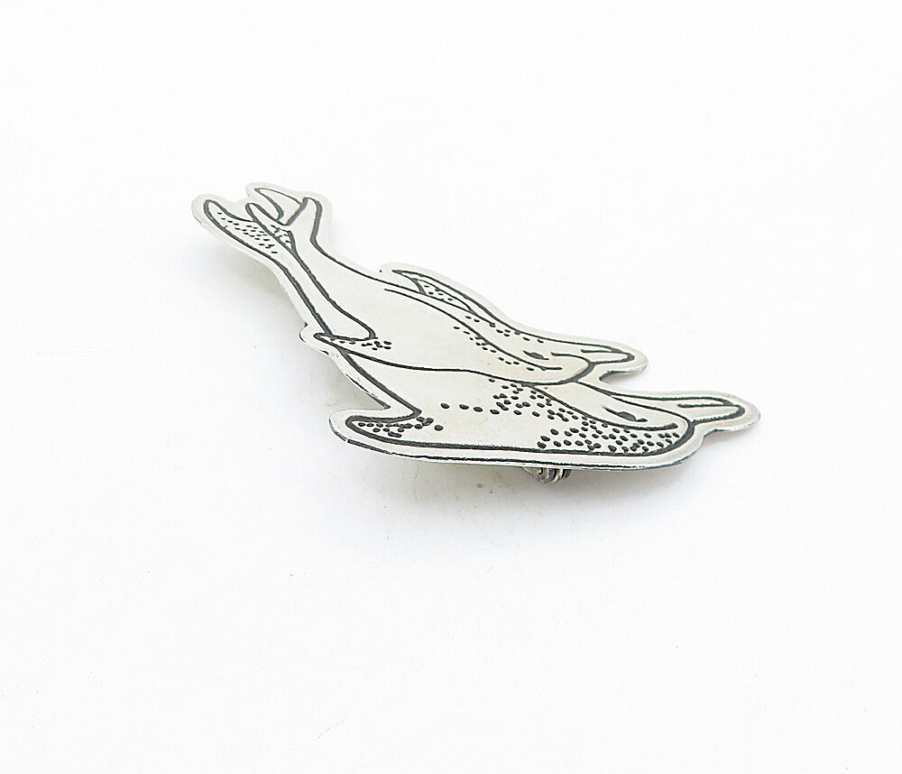 EFS MEXICO 925 Sterling Silver  Vintage Mom & Baby Dolphin Brooch Pin  BP1251
