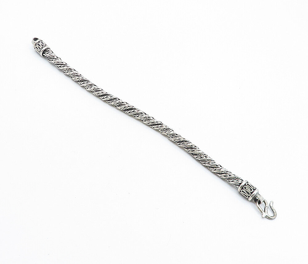 925 Sterling Silver  Vintage Rope Twist Swirl Detail Chain Bracelet  BT2850
