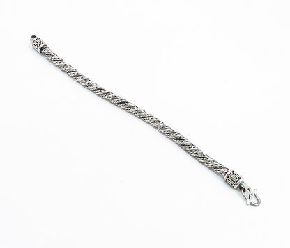 925 Sterling Silver  Vintage Rope Twist Swirl Detail Chain Bracelet  BT2850