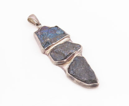 925 Sterling Silver Vintage Pendant CHARLES ALBERT Heavy Brutalist Gem  PT24714