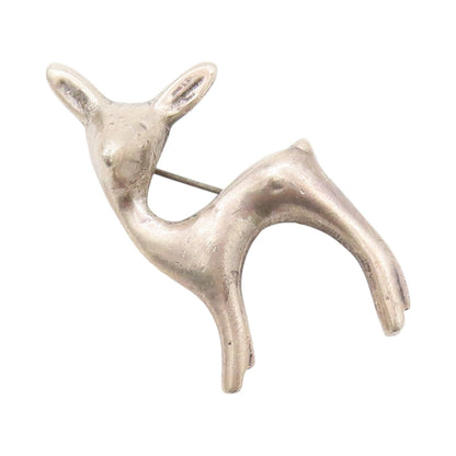 925 Sterling Silver Vintage Brooch Antique Minimalist Baby Deer Cutout  BP11644