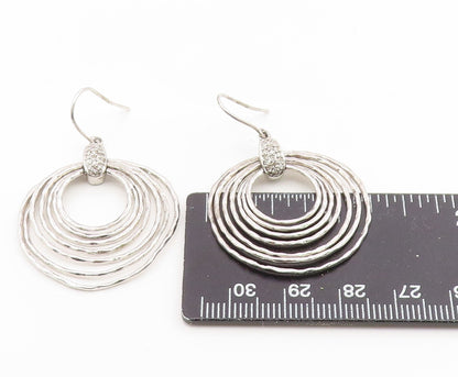 925 Sterling Silver Vintage Earrings Real Diamonds Open Circles Hook  EG14203