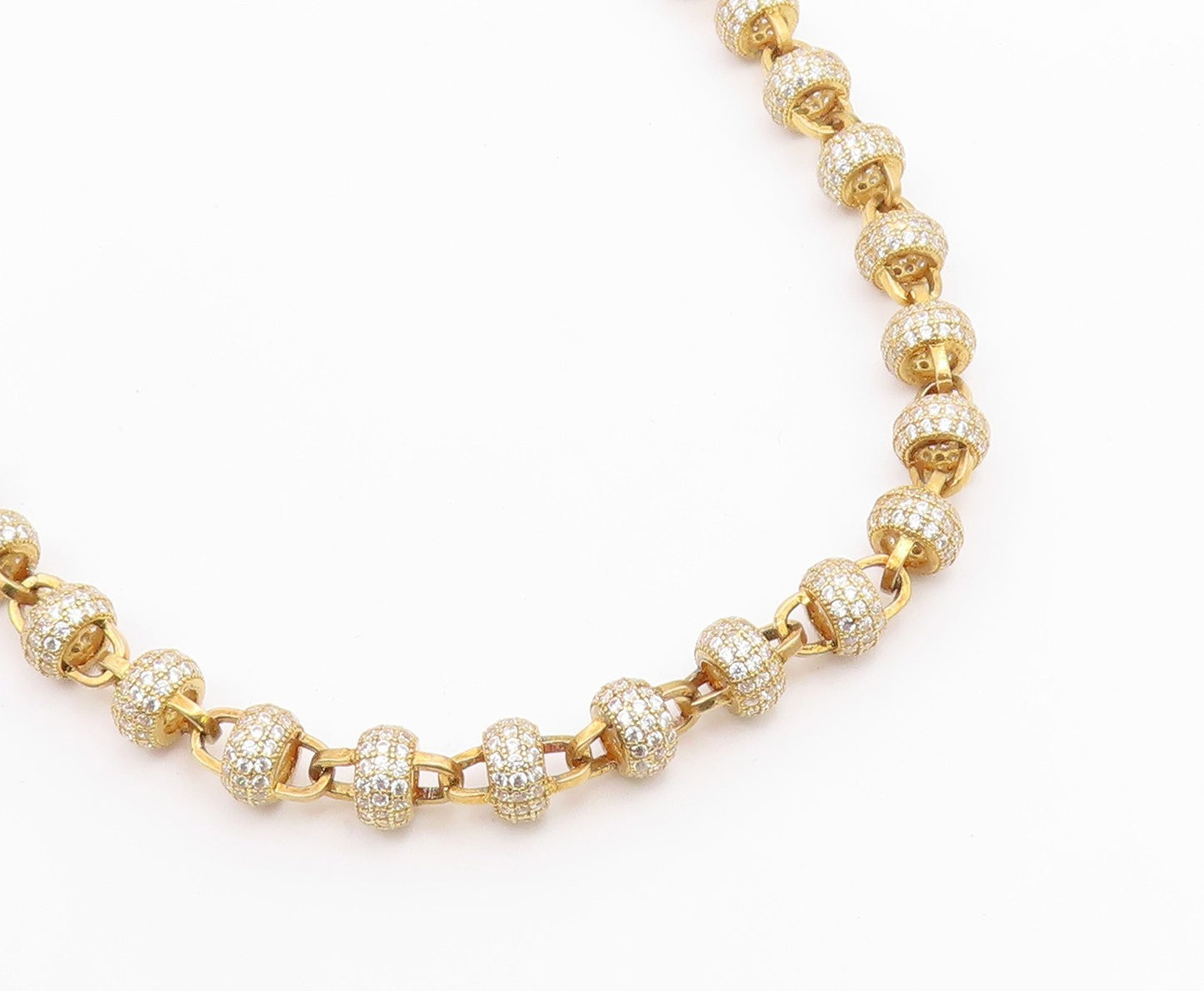 925 Sterling Silver Vintage Necklace Gold Plated CZ Cosmic Orb Chain  NE4931