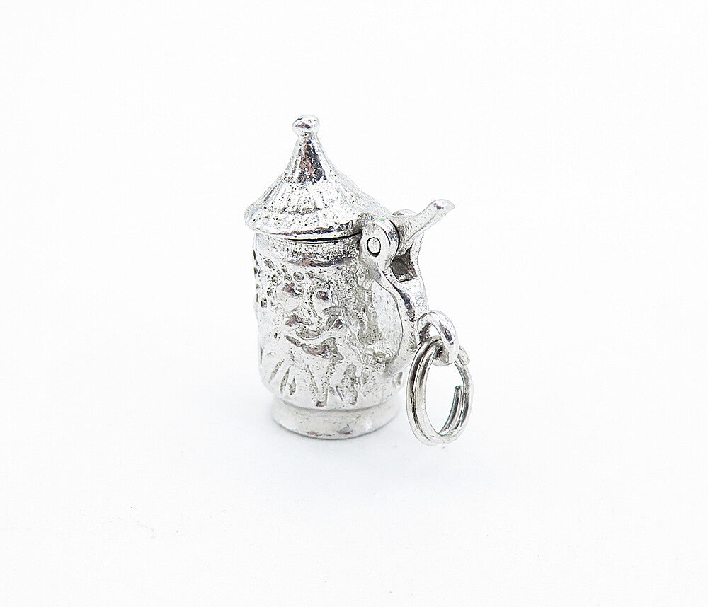 925 Sterling Silver  Vintage Petite Shiny Tankard Drinking Cup Pendant  PT4248
