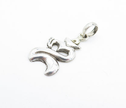 925 Sterling Silver  Vintage Love Heart Om Spiritual Symbol Pendant  PT5448