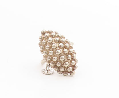 925 Sterling Silver Vintage Ring Marquise Shape Beaded Cluster  Sz 7  RG34152