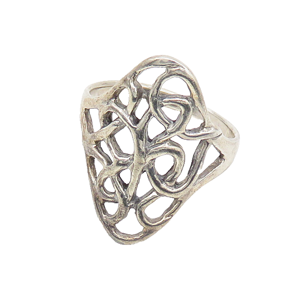 925 Sterling Silver  Vintage Shiny Interlaced Design Band Ring Sz 5.5  RG18654