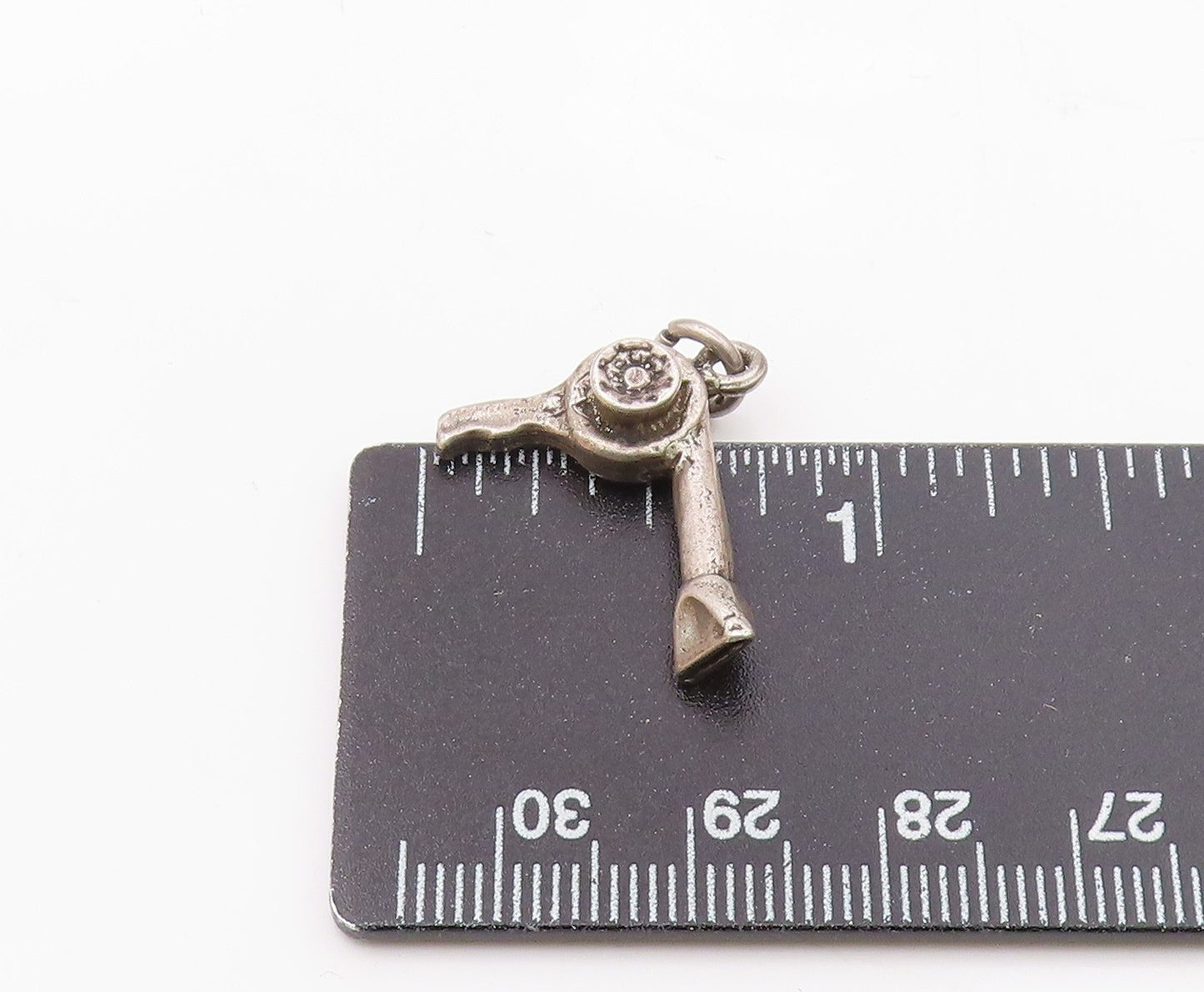 925 Sterling Silver  Vintage Shiny Petite Hair Blow Dryer Drop Pendant  PT9040