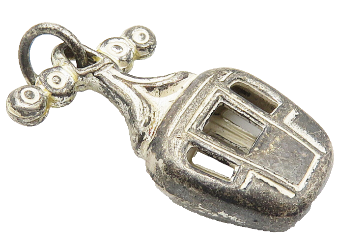 925 Sterling Silver  Vintage Petite Dark Tone Cable Lift Drop Pendant  PT8418