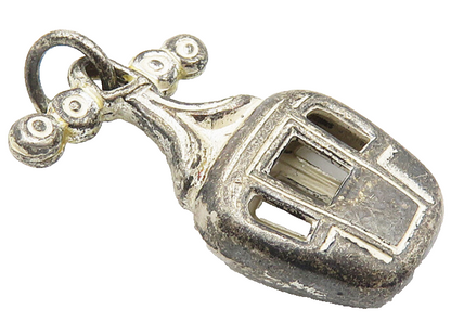 925 Sterling Silver  Vintage Petite Dark Tone Cable Lift Drop Pendant  PT8418