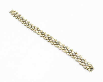 ROSS SIMON 925 Silver  Vintage Genuine Diamonds 2 Tone Chain Bracelet  BT5327
