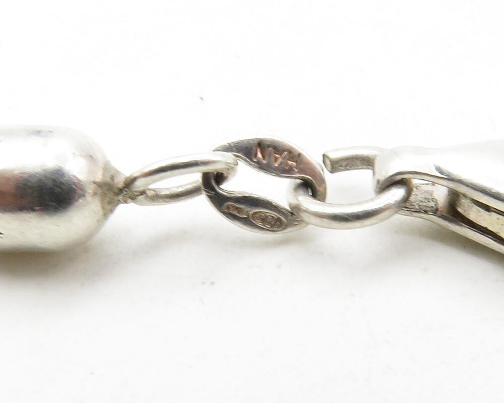 925 Sterling Silver Vintage Multi Strand Barrel Bead Chain Necklace NE2123