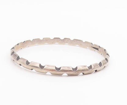 925 Sterling Silver Vintage Bracelet ANTONIO PINEDA Solid Notched Bangle BT11645