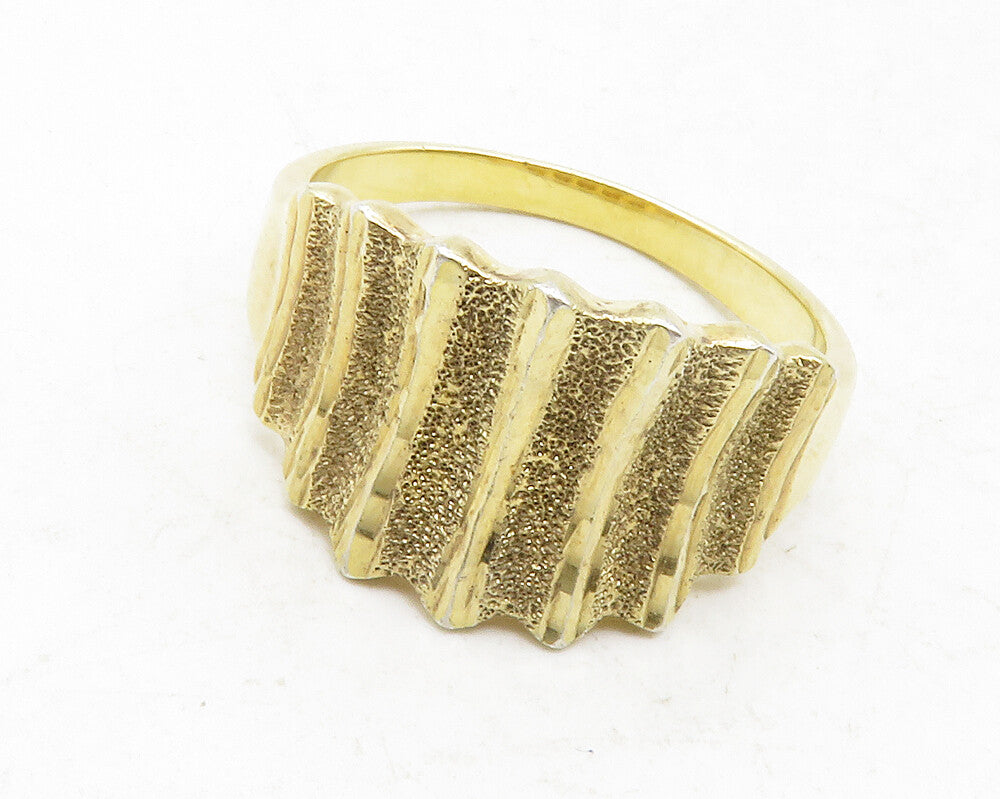 925 Sterling Silver  Vintage Shiny Sculpted Tapered Band Ring Sz 11  RG13010