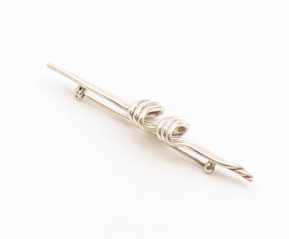 925 Sterling Silver Vintage Brooch Pin Classic Twisted Wire Fluid Wave  BP12613