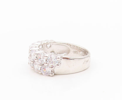 925 Sterling Silver Vintage Ring Modernist Round Cut CZ Band  Sz 6.5  RG31878