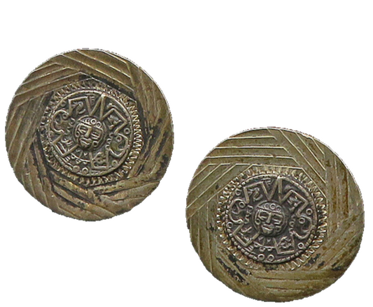 MEXICO 925 Sterling Silver  Vintage Mayan Aztec Sun Calendar Cufflinks  TR3071