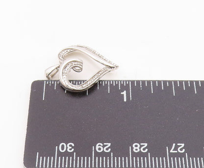 925 Sterling Silver  Vintage Genuine Diamonds Love Heart Pendant  PT19746