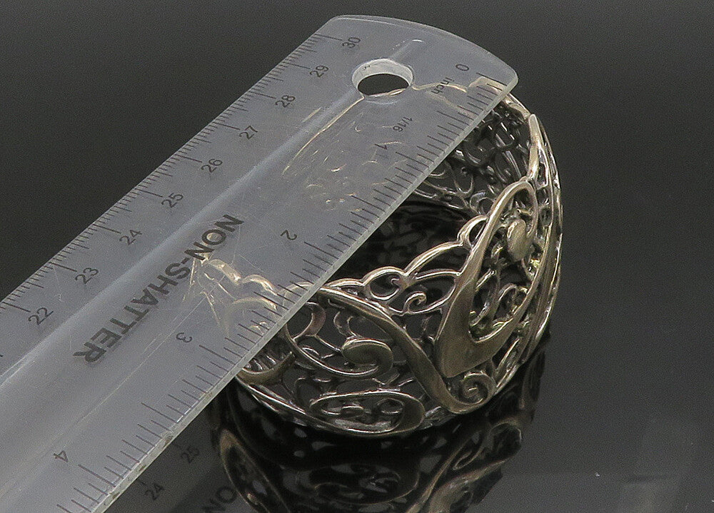 CAROLYN POLLACK 925  Silver  Vintage Shiny Swirl Vine Cuff Bracelet  BT9158