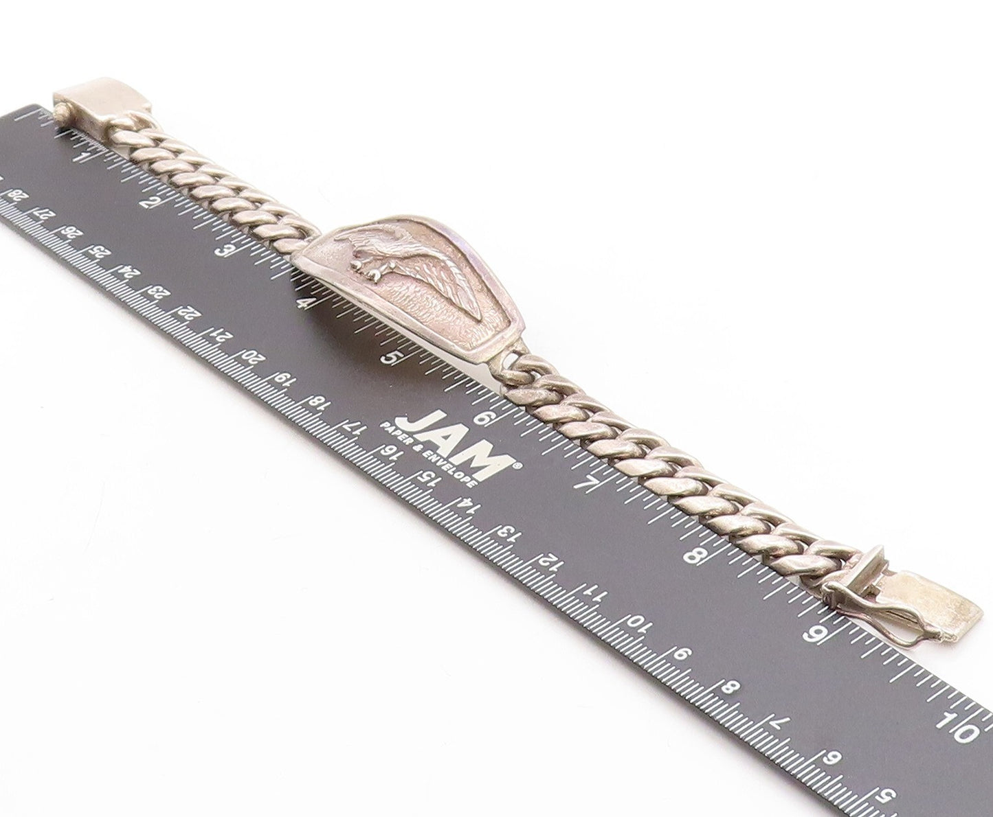 925 Sterling Silver Vintage Bracelet MEXICO Curb Linked Flying Bird  BT10957