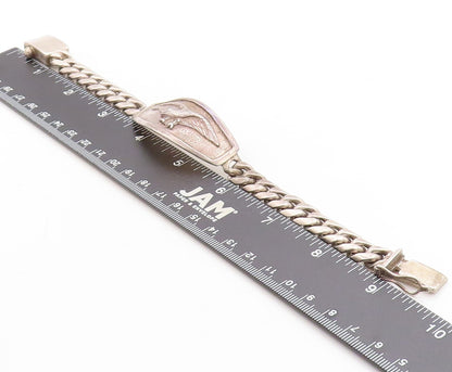 925 Sterling Silver Vintage Bracelet MEXICO Curb Linked Flying Bird  BT10957