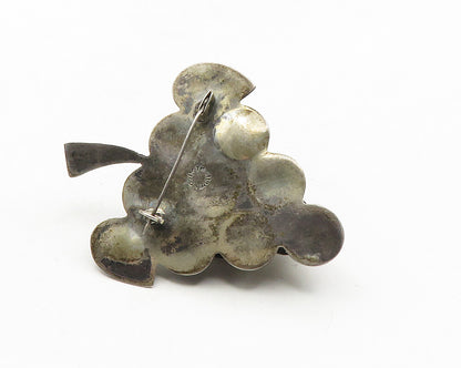 MEXICO 925 Sterling Silver  Vintage Hollow Grape Bunch Brooch Pin  BP3997