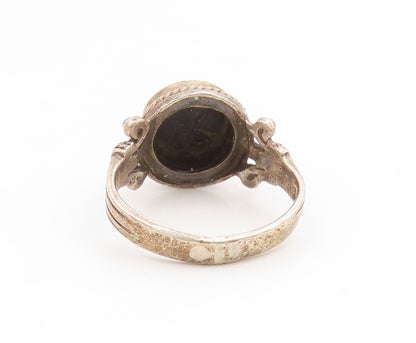 925 Sterling Silver Vintage Ring Cabochon Black Onyx Statement Band Sz 7 RG35071